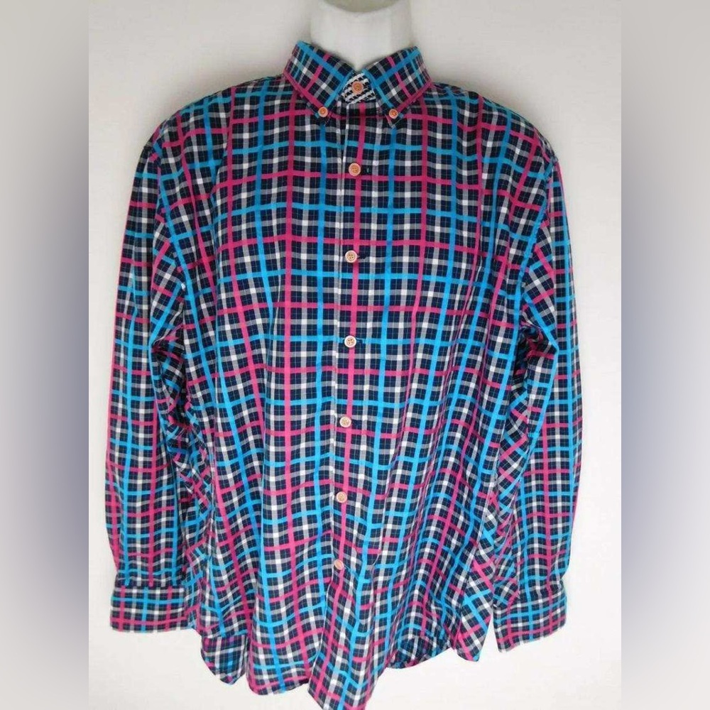 Robert Graham X Mens Designer Colorful Checkered Casual Shirt
